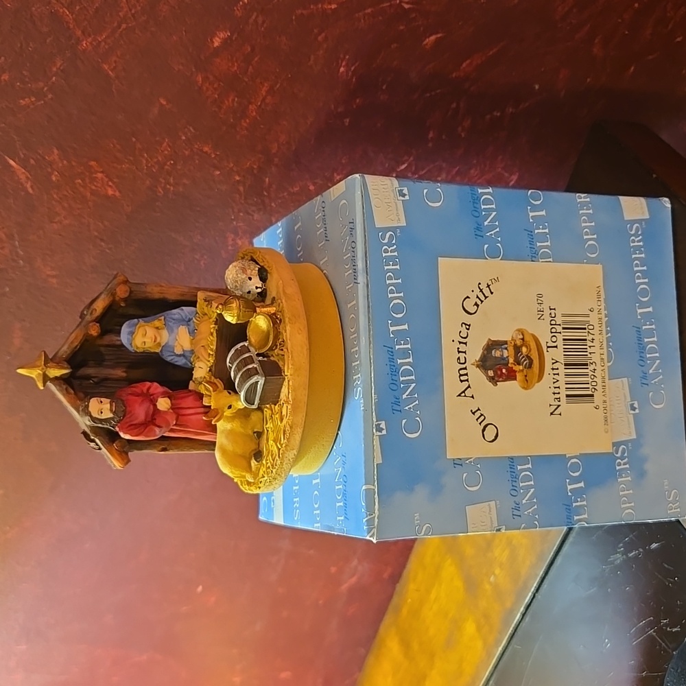NIB - Our America Nativity Scene Candle Jar Topper - Baby Jesus!!